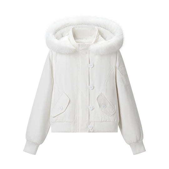 Damen Kurzjacke mit wattierter Fütterung, Kapuze mit Kunstfellbesatz und geripptem Saum Shop Nory