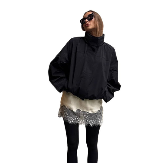 Damen Cropped Windjacke mit hochschließendem Stehkragen und kastiger Silhouette Shop Nory