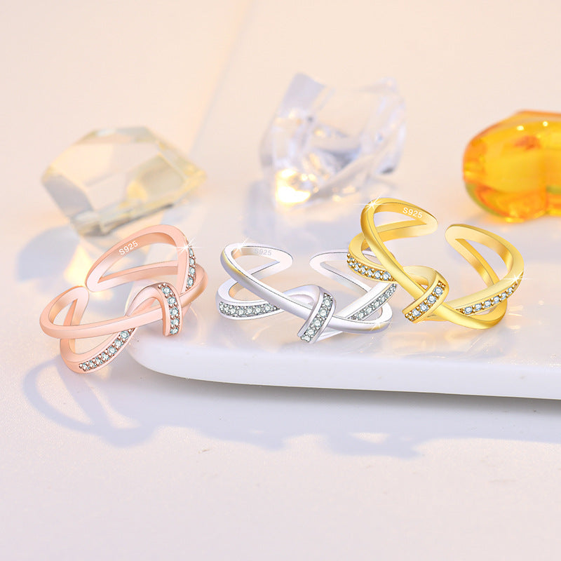 Damen Offener Ring mit kunstvollem Zirkonia-Besatz Shop Nory