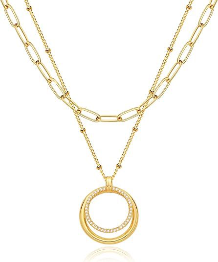 Damen Halskette mit doppellagigem Herzanhänger und minimalistischem Design Shop Nory