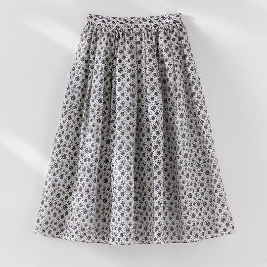 Damen Midirock mit gerafftem Bund und kleinem Blumenprint Shop Nory