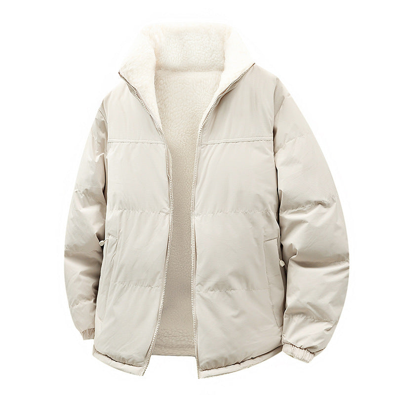 Unisex Wattierte Bomberjacke mit Teddyfutter und verdeckten Innentaschen Shop Nory