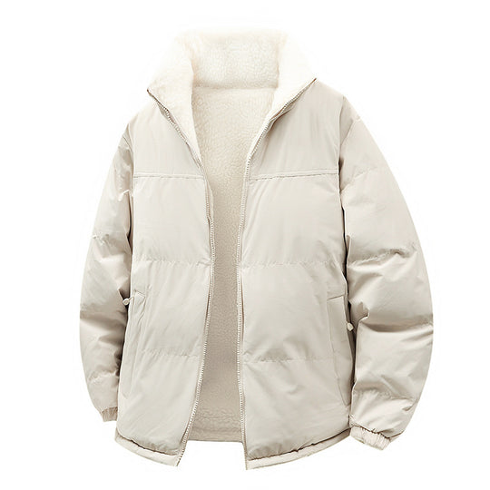 Unisex Wattierte Bomberjacke mit Teddyfutter und verdeckten Innentaschen Shop Nory
