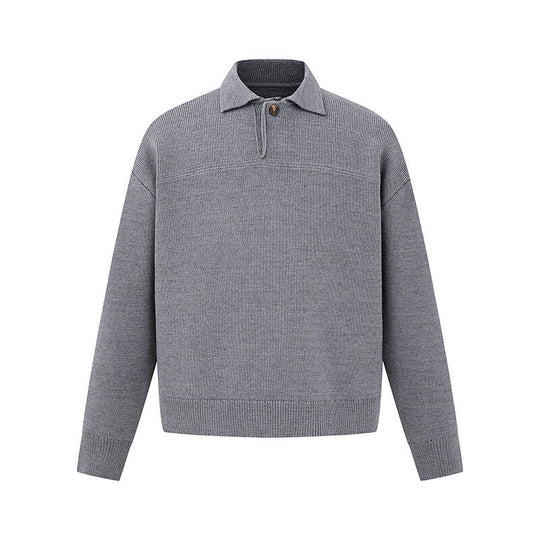 Herren Boxy-Strickpullover mit Polokragen und halber Knopfleiste Shop Nory