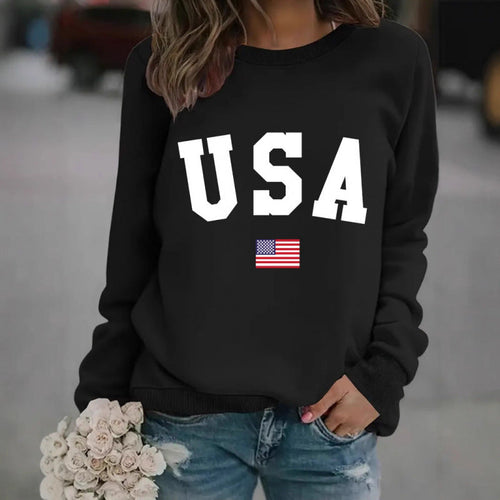 Damen Sweatshirt mit modernem USA-Statement und gemütlicher Passform