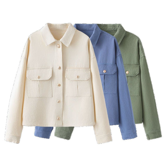 Damen Oversize-Utility-Jacke aus Twill mit aufgesetzten Brusttaschen Shop Nory