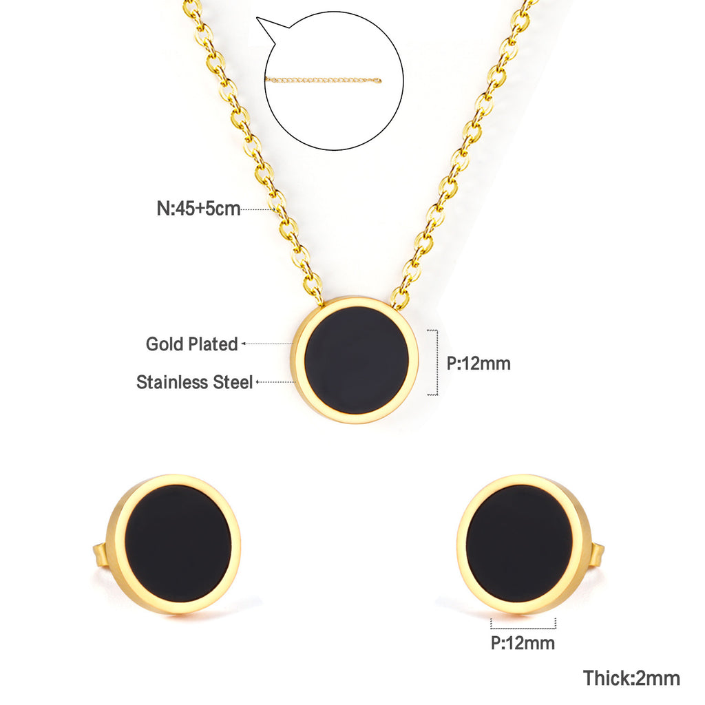 Damen Schmuckset mit goldplattiertem Edelstahl-Halskette und Ohrsteckern Shop Nory