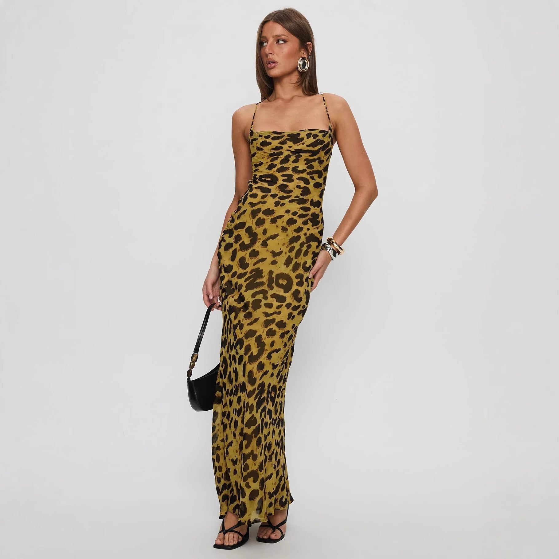 Damen Elegantes Abendkleid mit floralem Spitzenmuster und Spaghettiträgern