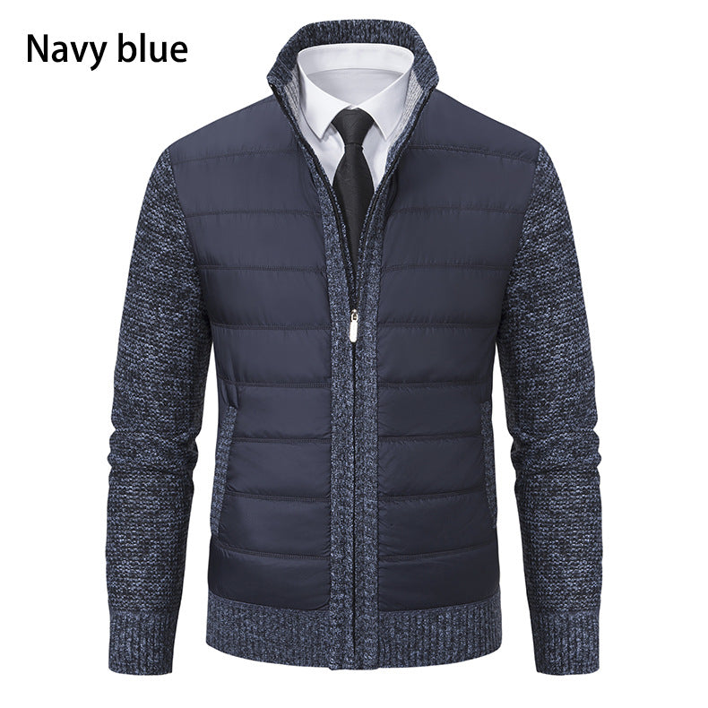 Herren gesteppte Hybrid-Strickjacke mit Stehkragen Reißverschluss und Eingrifftaschen Shop Nory