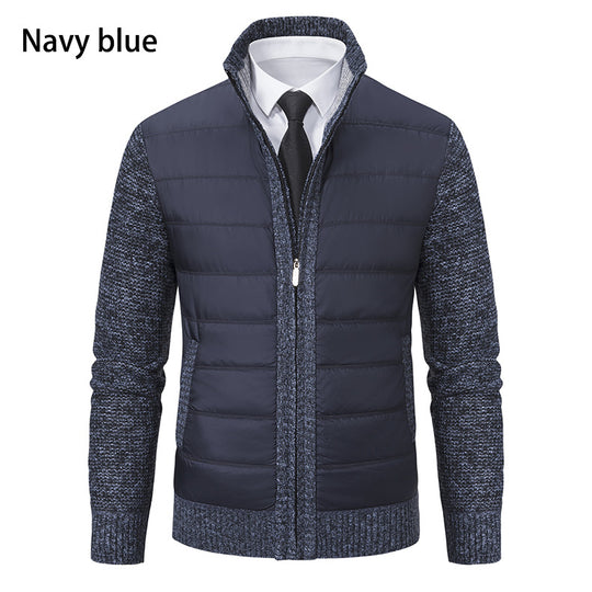 Herren gesteppte Hybrid-Strickjacke mit Stehkragen Reißverschluss und Eingrifftaschen Shop Nory