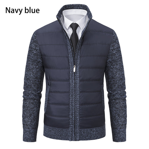 Herren gesteppte Hybrid-Strickjacke mit Stehkragen Reißverschluss und Eingrifftaschen Shop Nory