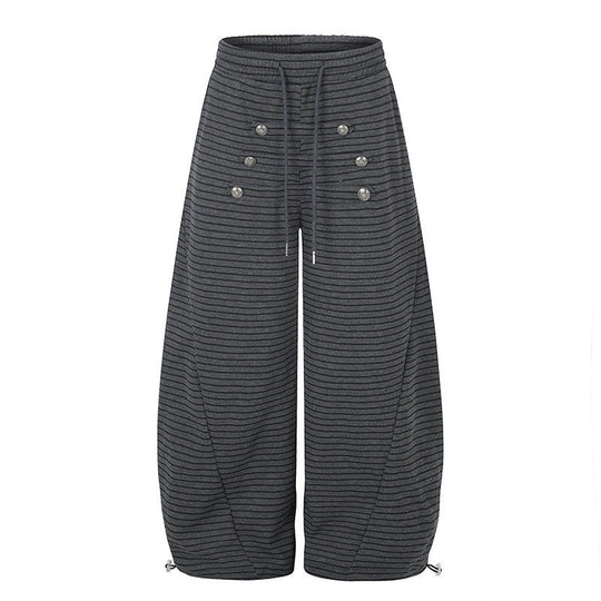 Damen Weite Palazzo-Culotte-Sweathose mit Tunnelzugbund und Zierknopfleiste Shop Nory
