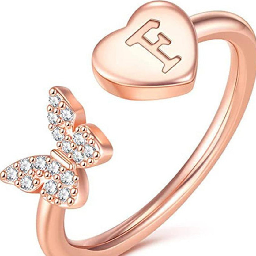Damen Ring mit Schmetterlingsdesign und Herzmotiv Shop Nory
