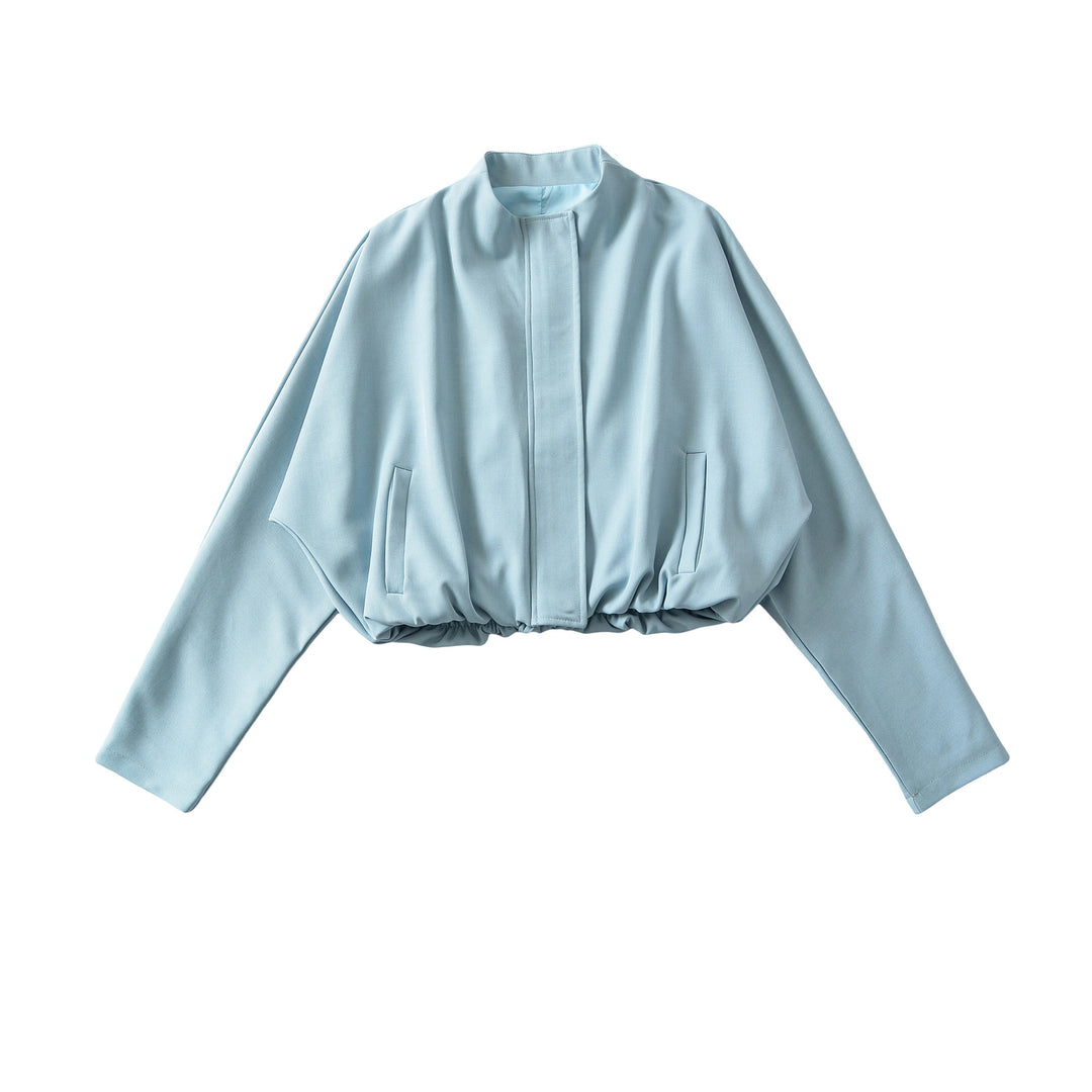 Damen Cropped Cape-Blouson mit Stehkragen, verdeckter Leiste und elastischem Saum Shop Nory