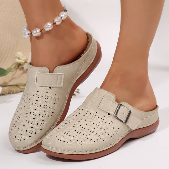 Damen Perforierte Komfort-Mule mit verstellbarer Metallschnalle und gepolstertem Fußbett Shop Nory