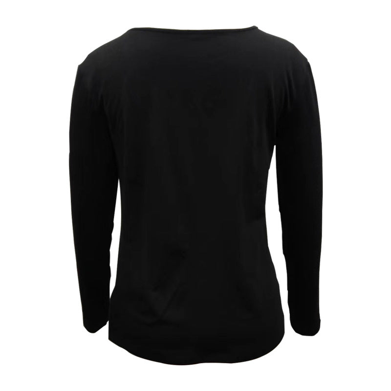 Damen Langarmshirt mit asymmetrischem Ausschnitt und Zierknöpfen Shop Nory