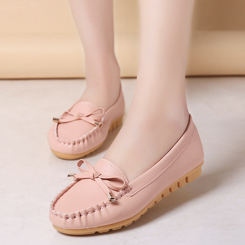 Damen Lederoptik Mokassin-Slipper mit Dekorschleife und profiliertem Gummisohlen-Design Shop Nory