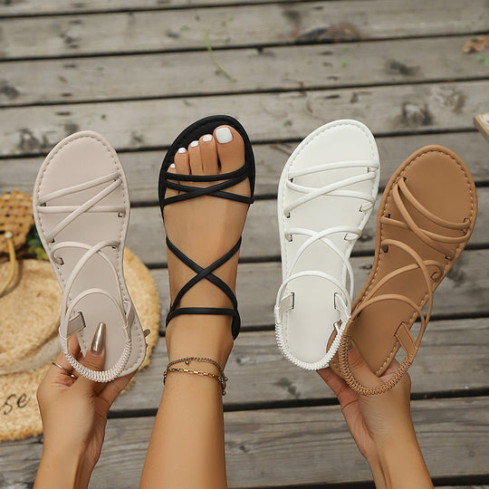 Damen Elegante Freizeit-Sandalen mit verstellbarem Riemen