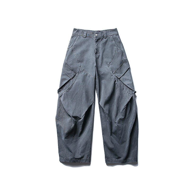 Herren weite Cargo-Hose mit asymmetrischen Klappentaschen und verkürztem Bein Shop Nory