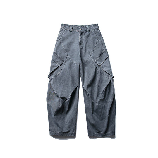 Herren weite Cargo-Hose mit asymmetrischen Klappentaschen und verkürztem Bein Shop Nory
