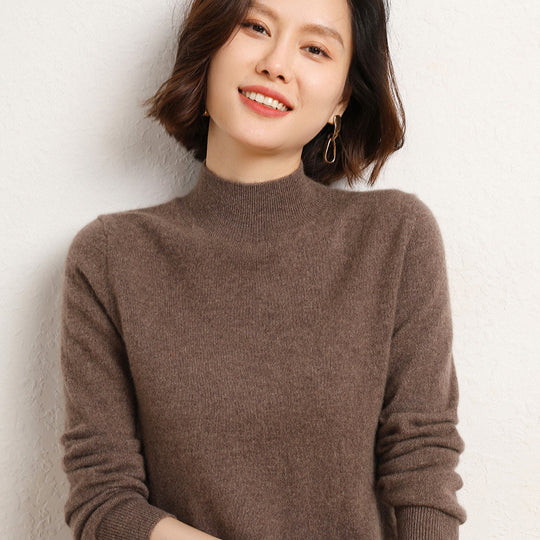 Damen Luxuriöser Kaschmir-Feinstrickpullover mit Stehkragen Shop Nory