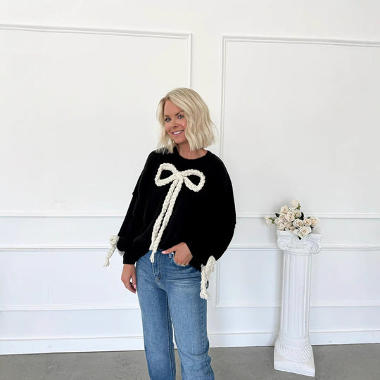 Damen Modischer Pullover mit dekorativem Knotendesign