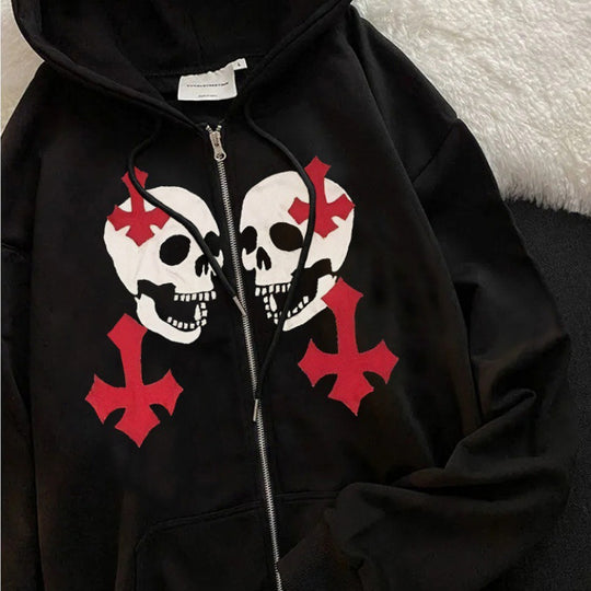 Damen nan Kapuzenjacke mit durchgehendem Reißverschluss und Rippenherz-Print Shop Nory