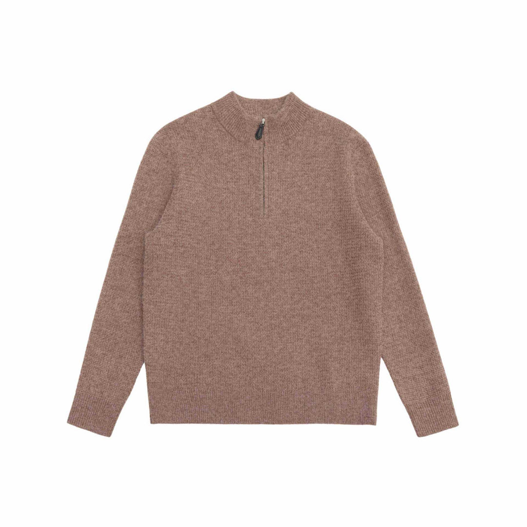 Unisex Feinstruktur-Halbzip-Pullover mit kurzem Reißverschluss und gerippten Bündchen Shop Nory