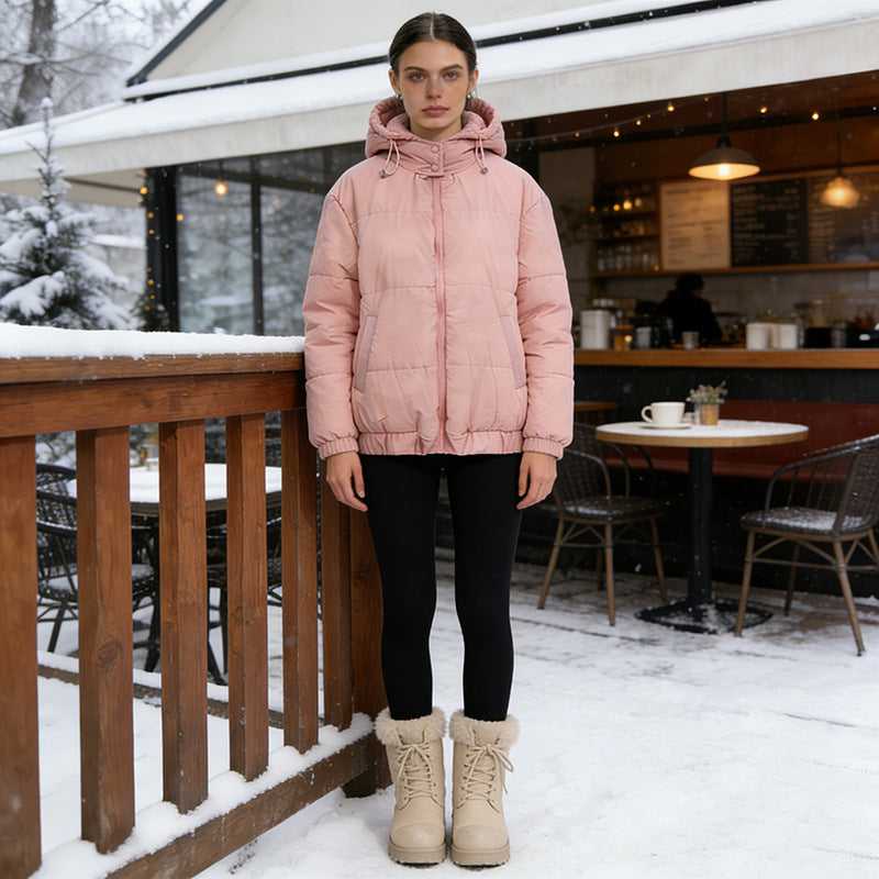 Damen Wattierte Steppjacke mit Volumenkapuze, elastischem Saum und verstellbarer Taille Shop Nory