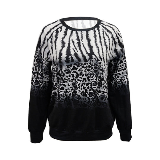 Damen Oversize-Tierprint-Pullover mit Rundhalsausschnitt und Ombre-Print Shop Nory