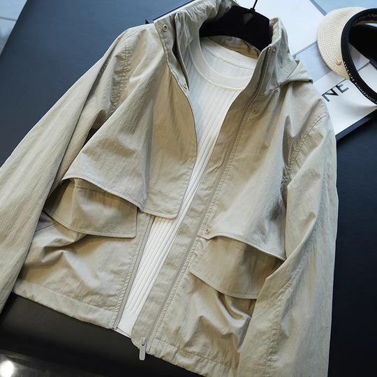 Damen Modische Übergangsjacke mit hohem Kragen und praktischen Taschen Shop Nory