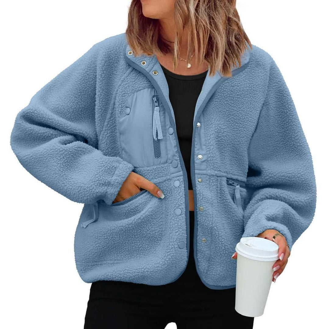 Damen kuschelige Fleecejacke mit praktischen Taschen