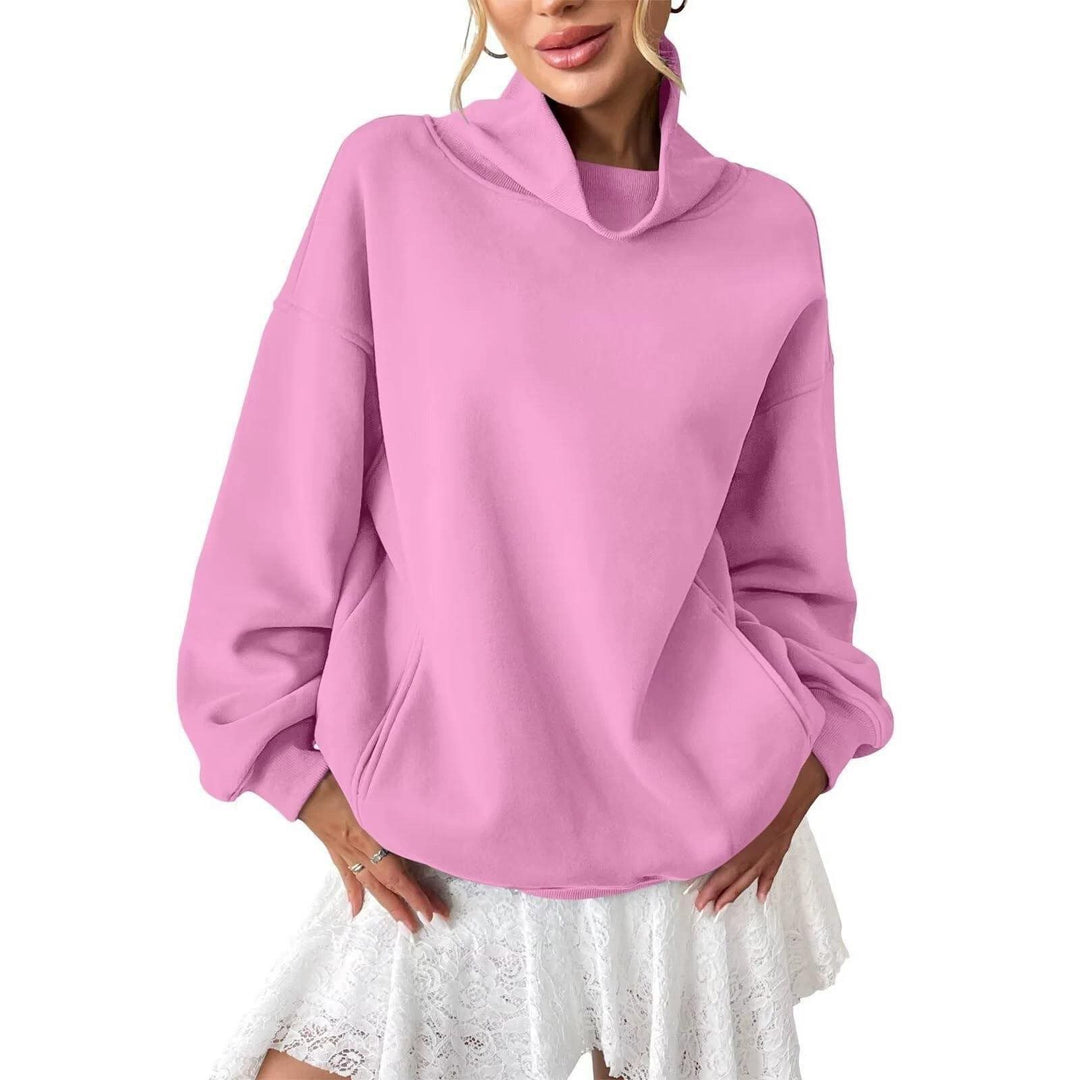 Damen Lässiges Oversize-Sweatshirt mit Schlauchkragen und Kängurutasche Shop Nory