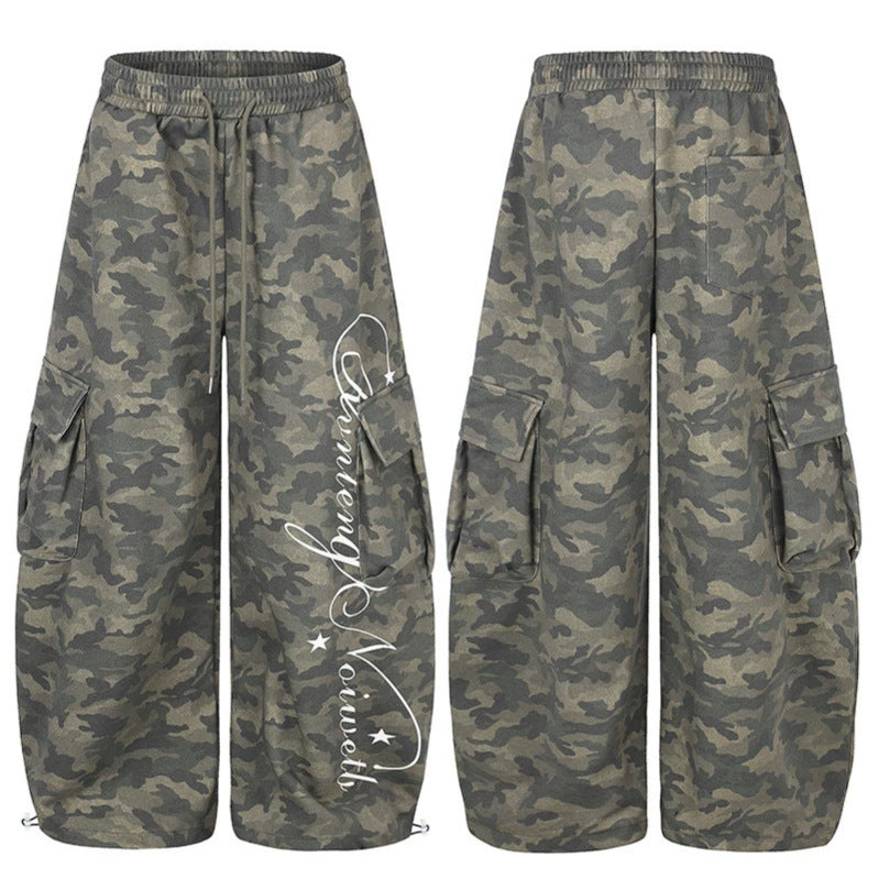 Damen Weite Cargopalazzo-Hose mit Tunnelzugbund, verstellbarem Saum und Cargo‑Taschen Shop Nory