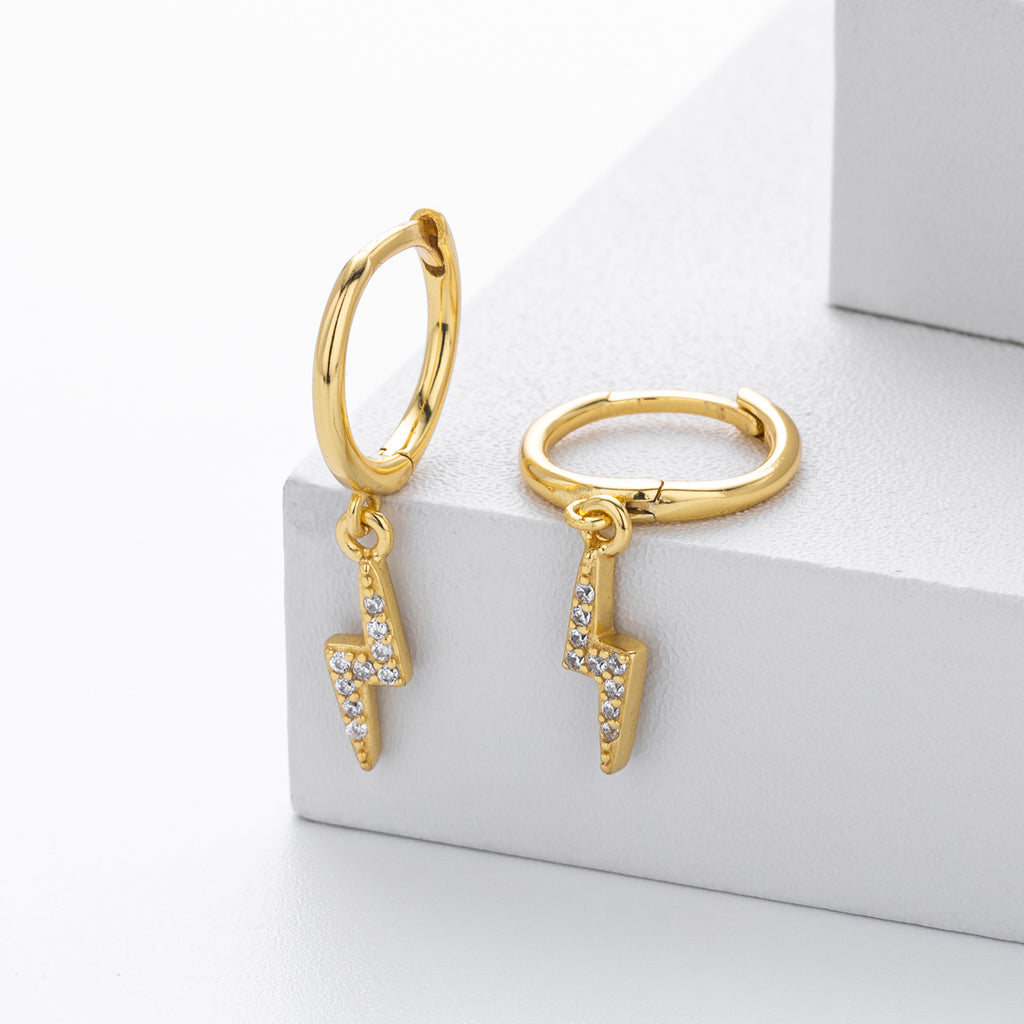 Damen Ohrhänger mit funkelndem Blitzdesign aus 925 Sterling Silber und Zirkonbesatz Shop Nory