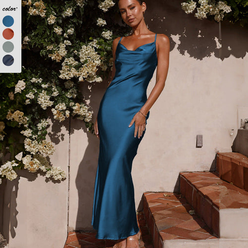 Damen Seidenmaxikleid mit elegantem Schnitt und schmeichelndem Design