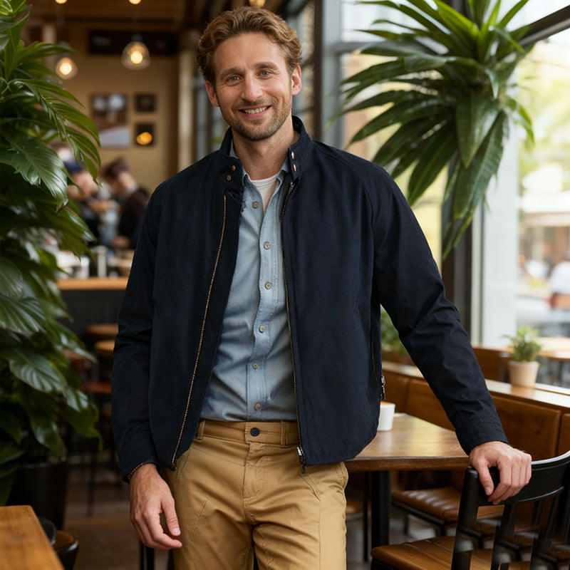 Herren Leichte Bomberjacke mit Cordkragen und Reißverschluss Shop Nory