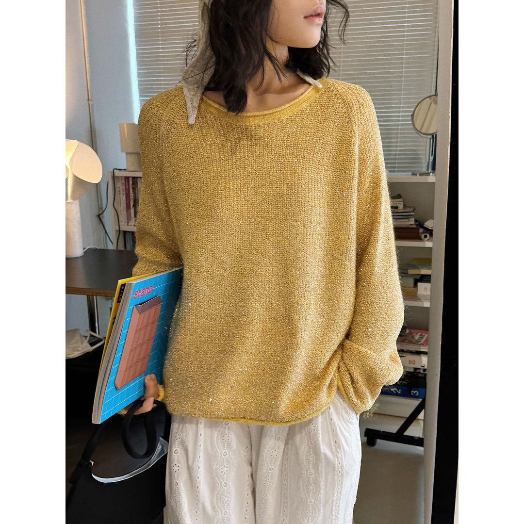Damen Bouclé-Mohair-Pullover mit Rundhalsausschnitt und dezentem Glitzer-Effekt Shop Nory