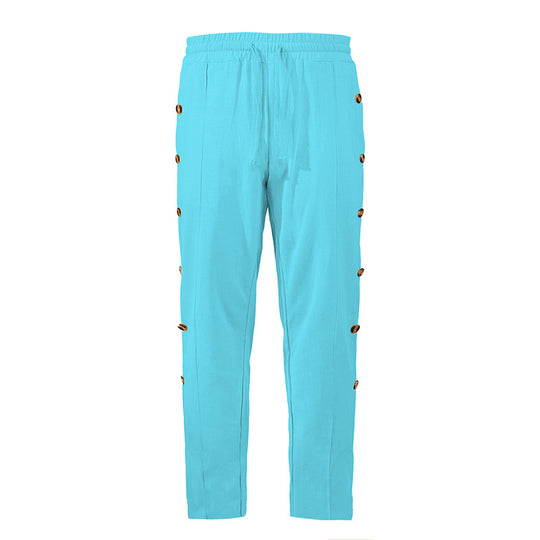 Herren Relaxed-Fit Freizeithose mit seitlichen Zierknopfleisten, elastischem Bund und Kordelzug Shop Nory