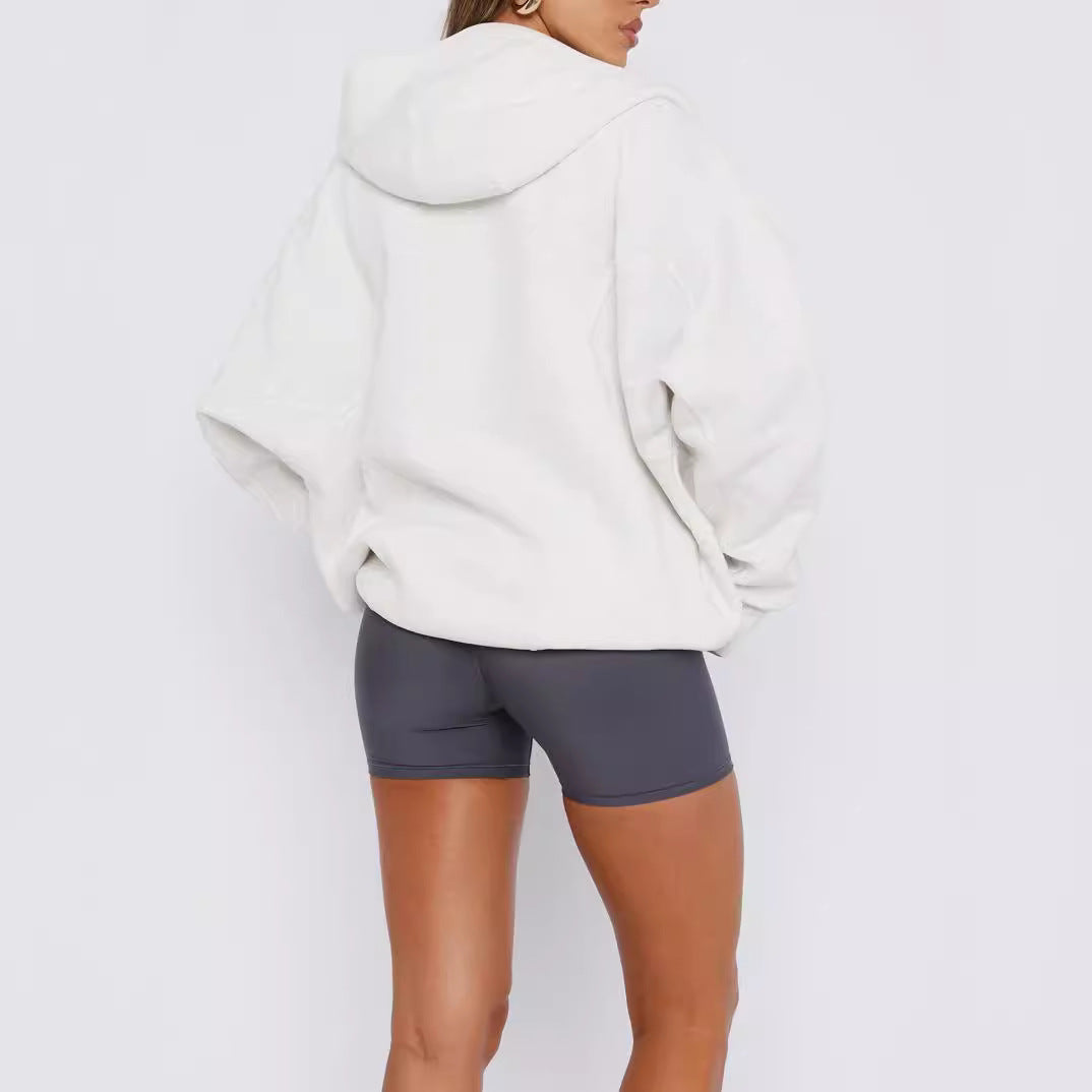 Damen Oversize Kapuzenjacke mit Reißverschluss und French-Terry-Futter Shop Nory