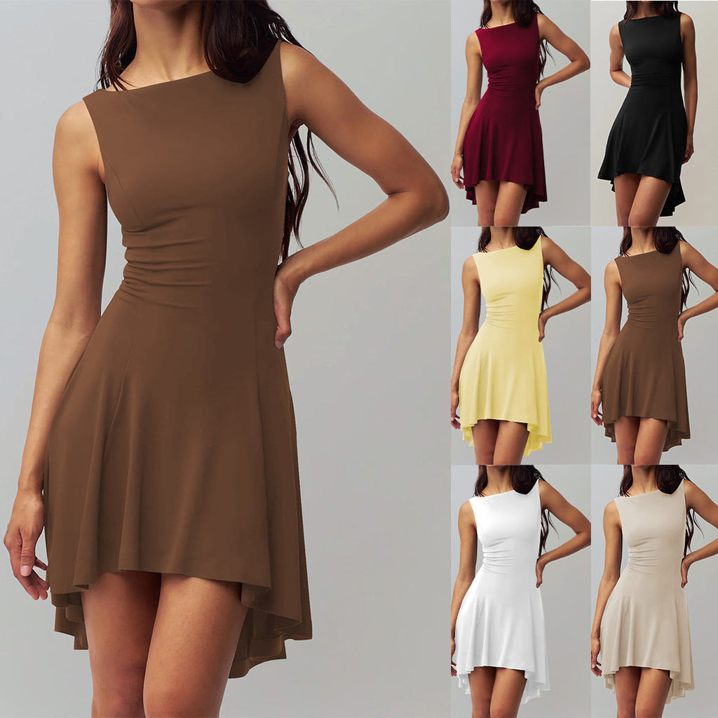 Damen ärmelloses asymmetrisches Kleid