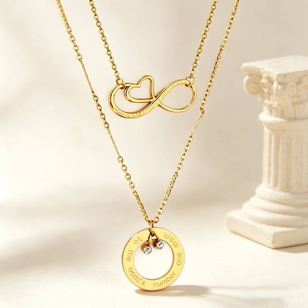 Damen Mehrlagige Halskette mit unendlichem Symbol und personalisiertem Anhänger Shop Nory