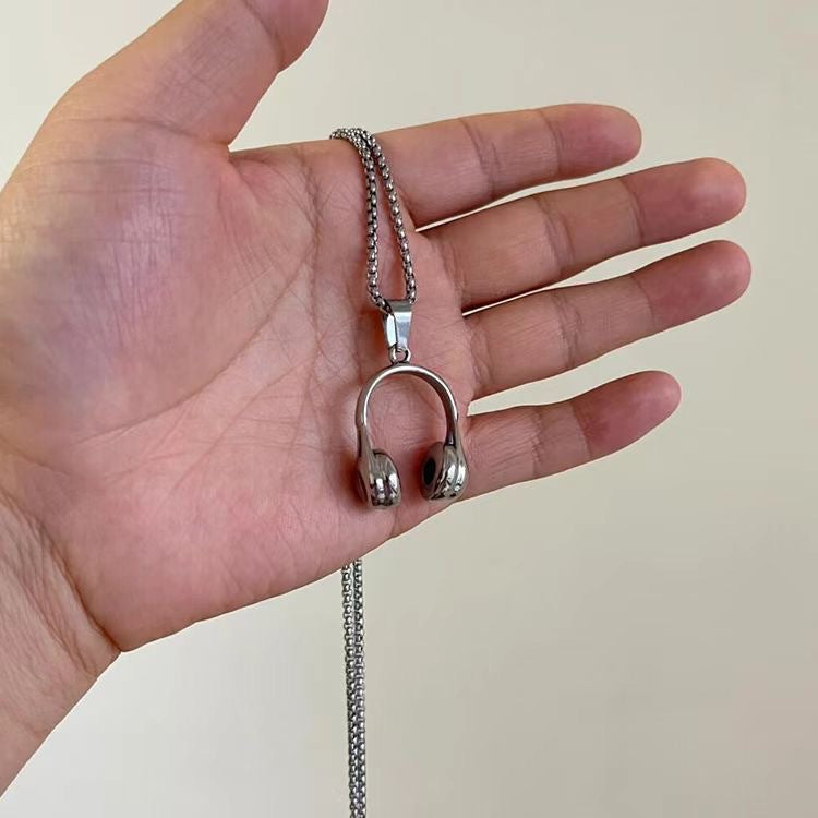 Damen Halskette mit stilvollem Kopfhörer-Anhänger Shop Nory