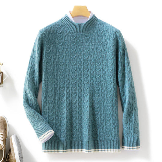 Damen Feinstrickpullover mit Zopfmuster, kurzem Stehkragen und gerippten Abschlüssen Shop Nory