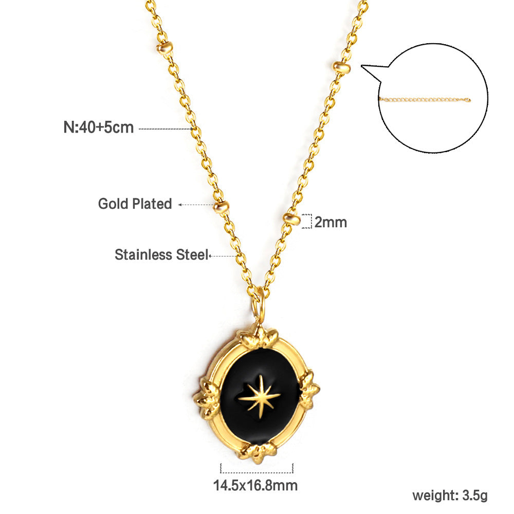 Damen elegante Halskette mit geometrischem Kompassanhänger aus hochwertigem Edelstahl und goldplattiertem Finish Shop Nory