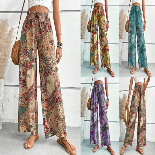 Damen Palazzo-Hose mit weitem Bein und Paisleymuster