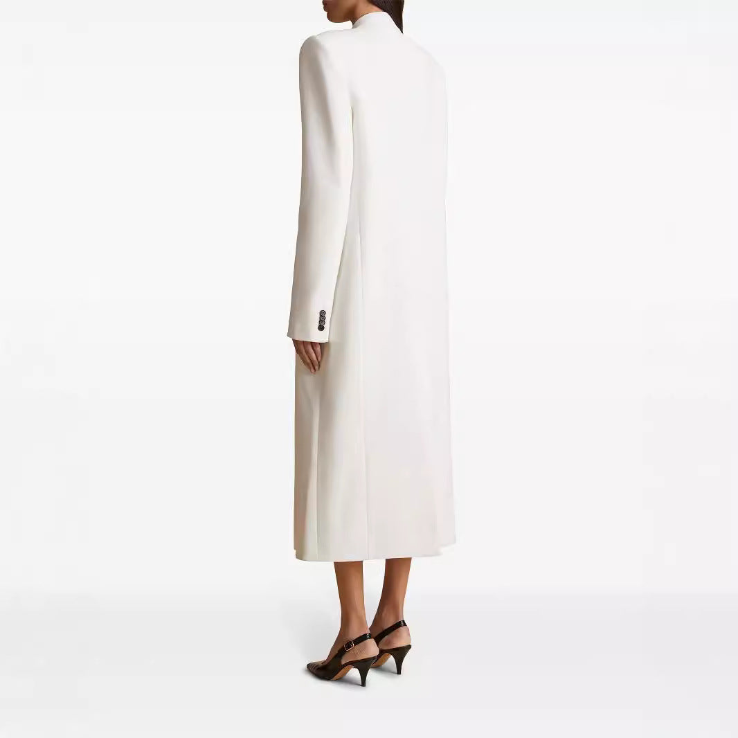 Damen Langes einreihiges Blazerkleid mit schlanker Silhouette und Pattentaschen Shop Nory