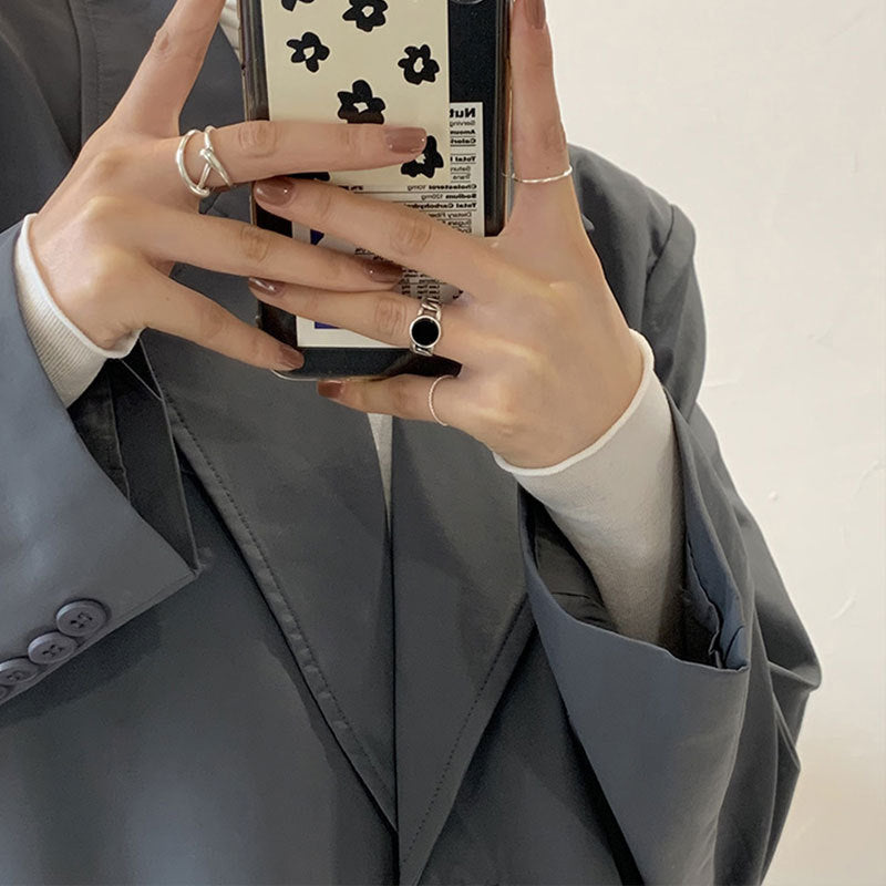 Damen Modischer Offener Ring mit stilvollem Kreis- und Zickzack-Design Shop Nory