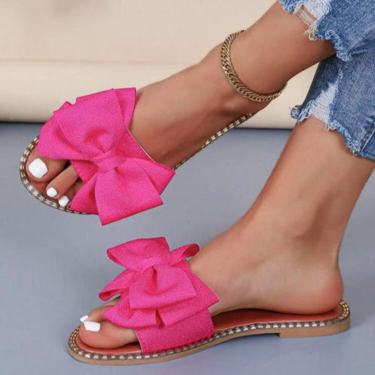 Damen Flip-Flops mit dekorativem Schleifen-Design und rutschfester Sohle