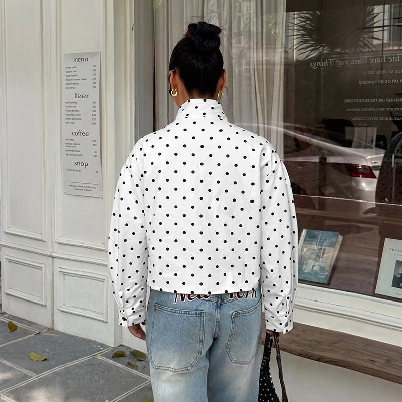 Damen Polka-Dots Pullover Jacke Shop Nory